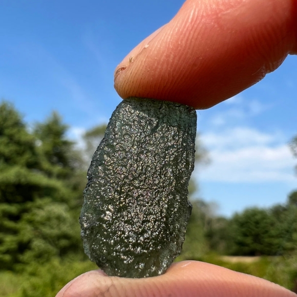 Moldavite Authentic Rare Tektite Crystal Specimen 3 grams from Czech Republic - Picture 9 of 10